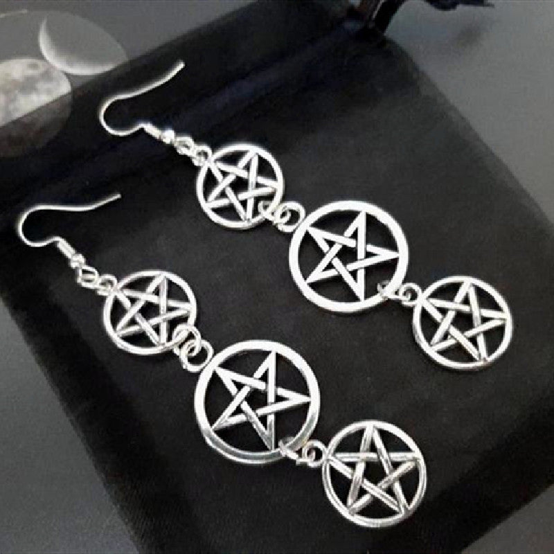 Pentagram Earrings Pagan Witch Power Pentagram