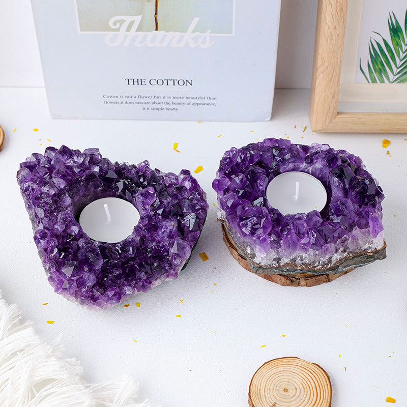 Natural Amethyst Candle Holder Ornaments