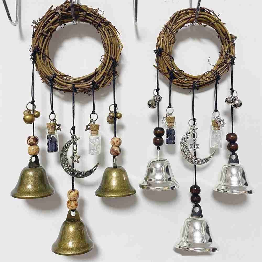 Wall Hanging Rattan Ring, Witch Bell, Blessing Crystal Wind Chime