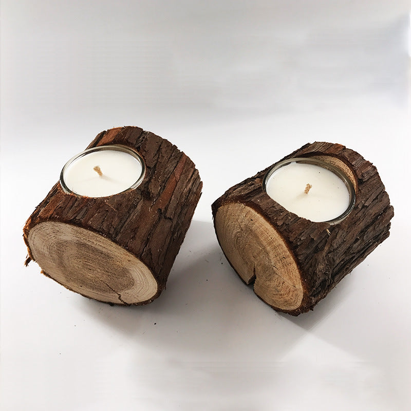 Creative Rustic Vintage Birch Wood Candle Holder